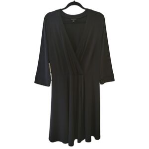 Torrid Black Faux Wrap Deep V-Neck Jersey Knit Dress Size 1